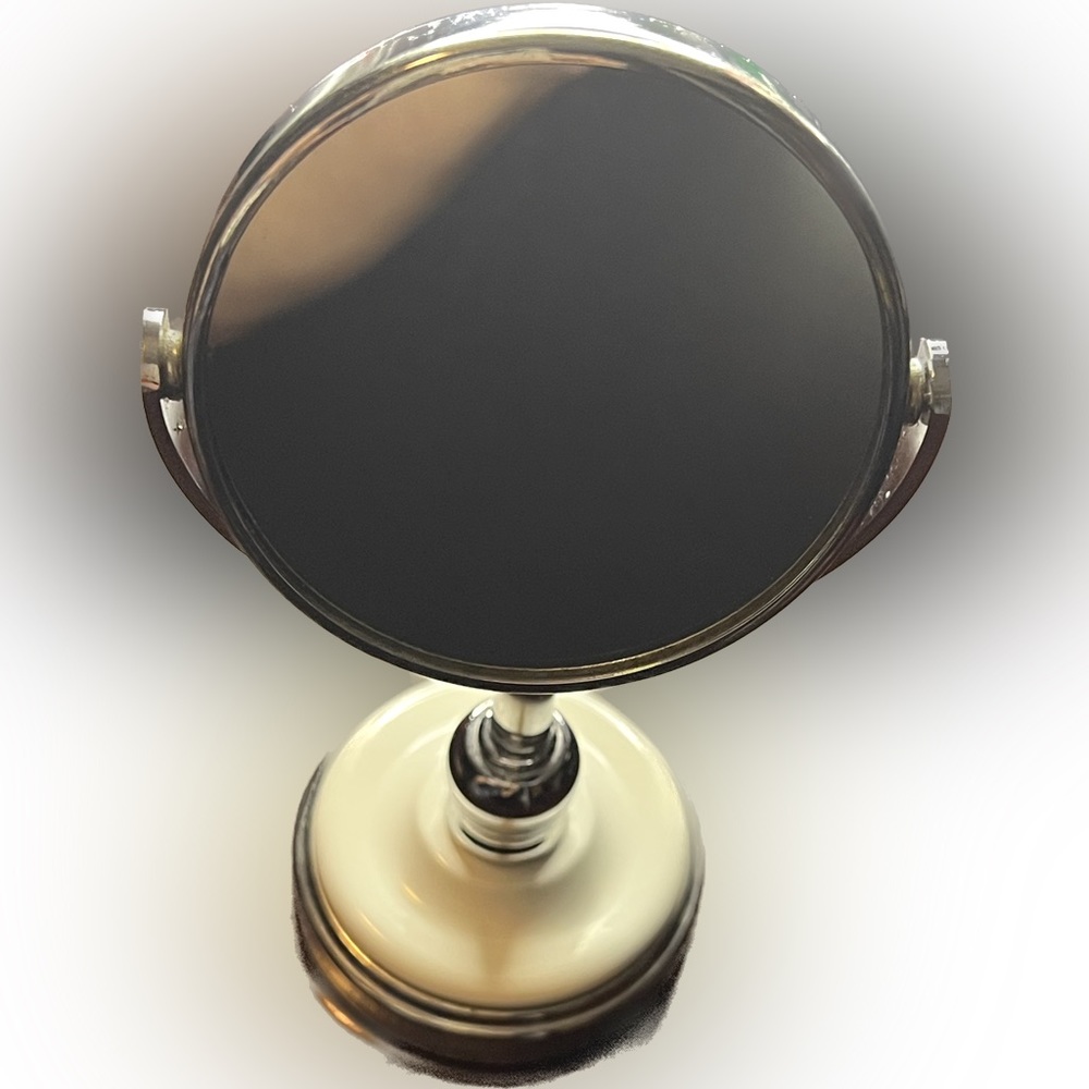 🌟HP Double Sided Tabletop Mirror Magnifying & Regular | White & Silver 7” x 4”